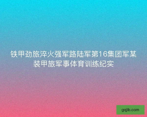 铁甲劲旅淬火强军路陆军第16集团军某装甲旅军事体育训练纪实